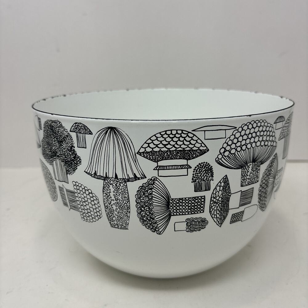 Mid-Century Kaj Franck Arabia Finland Finel Mushrooms Enamel Mixing Bowl 8”x5.5”